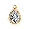 Charms 3pcs/Lot Waterdrop Brass Pear Cubic Zircon Stone Charm Wholesale Women Necklace Round Pendant For DIY Jewelry Bracelet Earring