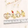 Charms Rainbow Crystal Heart Collier Pendentif Cuivre Plaqué Or Ours Mignon Bricolage Bijoux À La Main Fournitures Pdtb125 Drop Livraison Dhwt9