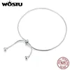 Anklets Wostu Silver Anklet Summer 925 Sterling Silver Simple Chain Anklet For Women Fashion Sterling Silver Fine Jewelry CQT016 231115