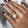 Pierścienie zespołowe Pierścionki zaręczynowe ślubne dla kobiet Para kwadratowy srebrny kolor kryształowy małżeństwo cyrkon pierścień trend biżuteria R531 231114