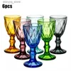 Şarap Gözlükleri Mini Votka Fincan Şarap Glass Çok Molor Rölyef Elmas Suyu Kupası 6 PCS / Lot 40ml Goblet Banquet Düğün Partisi Şarap Ruhları Gözlük Q231115