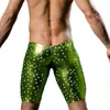 Mutande Intimo da uomo sexy Boxer Star Bronzing Cuoio lucido PU Wetlook Vita bassa Uomo Stage Dancewear Clubwear Pantaloni medi