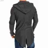 Parkas pour hommes hommes sweats à capuche Long Cardigan hommes Trench manteau fermeture éclair hommes manteau doux à capuche coupe-vent hommes vestes SweatshirtL231115