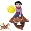 Dog Apparel Funny Cowboy Rider Costume for s Outfit Knight Style with Doll and Hat Pet Halloween Day 230414