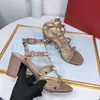 Leer ontwerper Kooi Sandalen vrouw sandaal klinknagel hoge hak man Hakken luxe slipper Zwart Gouden Goud Bruiloft schoenen dunks zomer schoen snelle verzending