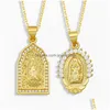 ペンダントネックレスRELIUS VIRGIN MARY PENDANT NECKLACE WOMEN 18K GOLDメッキアイスアウトリンクチェーンネックレス銅色のキュービックジルコニアDHQ5N