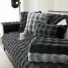 Sandalye Kışla Kışla Kalınlaştırılmış Tavşan Peluş Kanepe Yastık Düz Renk Sıcak Kapak Kaymaz Oturma Odası Dekoratif Yumuşak Backrest Havlu 231115