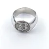 Bröllopsringar Anpassade 925 Solid Silver Men Letter Grave Ring Personlig 15 mm Chunky Signet Ring 3D Graverad Royal Initial Letter Ring 231114