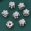 Pierres précieuses en vrac pur 999 argent petite fleur perles d'espacement carrées pour la fabrication de bijoux Vintage bricolage matériaux de perles faits à la main peuvent faire un bracelet