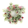 Juldekorationer Garlands Pine Cone Rattan Wreath With Red Berry Poinsettia Flowers Vine For Xmas Year Home Pise Pise Wall Decor 231115