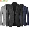 Jaquetas masculinas outono novo terno xadrez jaqueta único breasted negócios casual casaco cinza azul blazer masculino M-4xlL231115