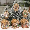 Christmas Decorations 1Pc for Tree LED Light Wood House Cute Hanging Ornaments Holiday Home Decor 231115