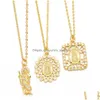 Pendant Necklaces Gold Plated Virgen De Guadalupe Virgin Mary Necklaces Copper Cubic Zirconia Relius Jewelry Vne108 Drop Delivery Jewe Dhayu