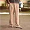 Pantalon pour hommes grande taille jambe Large pantalon en lin de coton coupe ample léger taille élastique pantalon de survêtement de plage