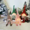 Decorative Objects Figurines Christmas Gnomes Plush Doll Long Legs Hanging Ornaments Glowing Santa Faceless Dwarf for Home Xmas Party Decor Gifts Toy 231114