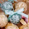 Present Wrap 30 st Pink Red Gold Blue Clear Round Ball Plastic Wedding Favors Candy Boxes Bomboniera Party Box med band Taggar