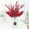 Flores decorativas 5pc natal bagas vermelhas ramo artificial falso ornamento decoração da árvore de natal diy guirlanda presente do ano de casamento 2023