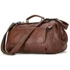 Duffel Bags Business Men Men Real Cow Leather Travel Carry On bagagem Bolsa de viagem unissex Casual Tote grande bolsa de fim de semana