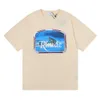 Vêtements de mode de créateurs T-shirts de luxe pour hommes T-shirts occasionnels Marque américaine Rhude Lone World High Street Loisirs Wolf Imprimer T-shirt à manches courtes en vrac Garçons Filles