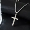 Pendant Necklaces Hip Hop Cross Necklace Silver Gold Color Wholesale Zircon Tennis Chain Iced Out Bling With Box 50cm 60cm 70cm Jewelry Fashion For Rap Street Gift