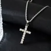 Pendentif Colliers Hip Hop Croix Collier Argent Or Couleur En Gros Zircon Tennis Chaîne Glacé Bling Avec Boîte 50 cm 60 cm 70 cm Bijoux Mode Pour Rap Street Cadeau