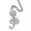 Ожерелья с подвесками в стиле хип-хоп, полный камень CZ, Bling Iced Out, индивидуальное сердце, буквы, имя, подвески, ожерелья для мужчин, рэпер, ювелирные изделия 231115