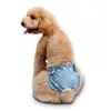 Dog Apparel Large Shorts Sweety Fashion Jean Blue Physiological Pants S-L Pets Sanitary Panties With Bownots For Dogs