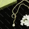 New Long Chain Pendant Necklaces Pearl Double Letter Necklace Designer Golden Silver Sweater Necklaces