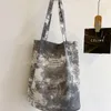 Evening Bags Large-Capacity Tie-dye Canvas Tote Shoulder Letter Label Handbag Casual Simple Shopping Travel For Women 2023 Summer