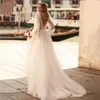 Fabulous Tulle Long Sleeves A Line Wedding Dresses V Neck Emboridery Lace Plus Size Bridal Gowns Bohemian Country Garden Backless Sweep Train Robes de Mariee CL2921