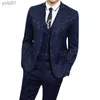 Men's Jackets High-end Brand Suit Men Clothing Fashion Business Banquet Wedding Blazers Jacket with Vest and Pants Black / Blue Size 6XLL231115