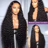 Syntetiskt S 30 tums Glueless Loose Deep Wave 13x6 Spets Frontal Human Hair Brazilian Water Curly 13x4 360 Front 231114