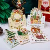 10PC Greeting Cards Merry Christmas Greeting Card Mini Friends Family Wishing 3D Birthday Cake Postcard Children's New Year Christmas Decorative Gift 231115