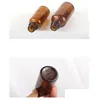 Packing Bottles Wholesale Natural Bamboo Wooden Amber Glass Essential Oil Dropper Bottles 10Ml 15Ml 20Ml 30Ml 50Ml Cosmetic Containers Dhjod