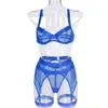 Sexy lingerie Damesondergoed Transparant net Lingeriesets BH-ondergoed 3-delige set