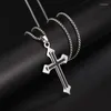 Pendant Necklaces Classic Simple Christian Double Black Cross For Men Women Stainless Steel Chain Church Worship Blessing Jewelry Gift