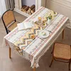 Nappe de table bohème en coton et lin, sans lavage, Art folklorique, vent rectangulaire, pompon, Restaurant, imperméable et résistant à l'huile