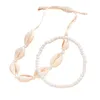 Tornozeleiras de 2 peças praia de fashion shell white shells draw string bracelete conjunto boêmio jóias femininas presente de aniversário