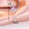 Pendant Necklaces Cute Crown Pink Heart Tassel Necklace For Women Girls CZ Stone Korean Fashion Clavicle Choker Jewelry Gift