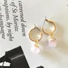 Boucles d'oreilles créoles Huggie magnifique couleur or en laiton avec breloque en pierre irrégulière vert bleu violet rose pour femme fille élégante moderne ERHoop Hugg