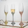 Wine Glasses 230ml Wedding Champagne Flute Glass Cup Gift Party Bride Groom Toasting Rhinestone Crystal Decor Wine Glass Goblet Engagement Q231115