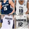 Mich28 Utah State Aggies College Basketball Jersey 32 Trevin Dorius 34 Justin Bean 44 Marco Anthony 52 Kuba Karwowski Femmes Jeunes Cousu sur mesure