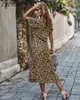 Casual Dresses Elegant Chic VNeck Bohemian Long for Women Summer ALine Womens Buttons Pullovers Loose Lace Up Dot Dress 230414