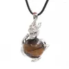 Подвесные ожерелья Синшангми 18 -миллиметровый круглый бусин китайский стиль дракон натуральный кристалл Рейки исцеляет благоприятные модные украшения для мужчин