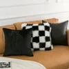 Pillow High Quality Black And White Velvet Hemming Pillowcase Simple Nordic Style Cases 45cm Modern Light Luxury S Cover