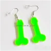 Dangle Chandelier Funny Men Forma Penis Green Acrílico Drop Pendientes para femeninas Fiesta de Club de Noche de Mujeres exageradas J Dhgarden DH5DM