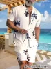 Heren tracksuits Summer Beach Wear Kleding Men Hawaiiaans shirt Set 2 -delige outfit knoop omhoog Shirts Coconut Tree Gedrukte T -shirts Vakantie 230414