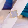 Rings four leaf clover ring Natural Shell Gemstone Gold Plated 18K for woman designer T0P highest counter Advanced Materials European si