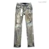 Designer Purple Slim Fit Ripped Retro Casual Outdoor Sweatpants Fashion Jogger Pure Color Vintage Hole Size 29-38