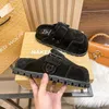 Naked Wolfe Slipper Designer Slipers Woman Suede Slides Platform Buckle Sandal Rubber Slides Outdoor Mule Fashion Mules